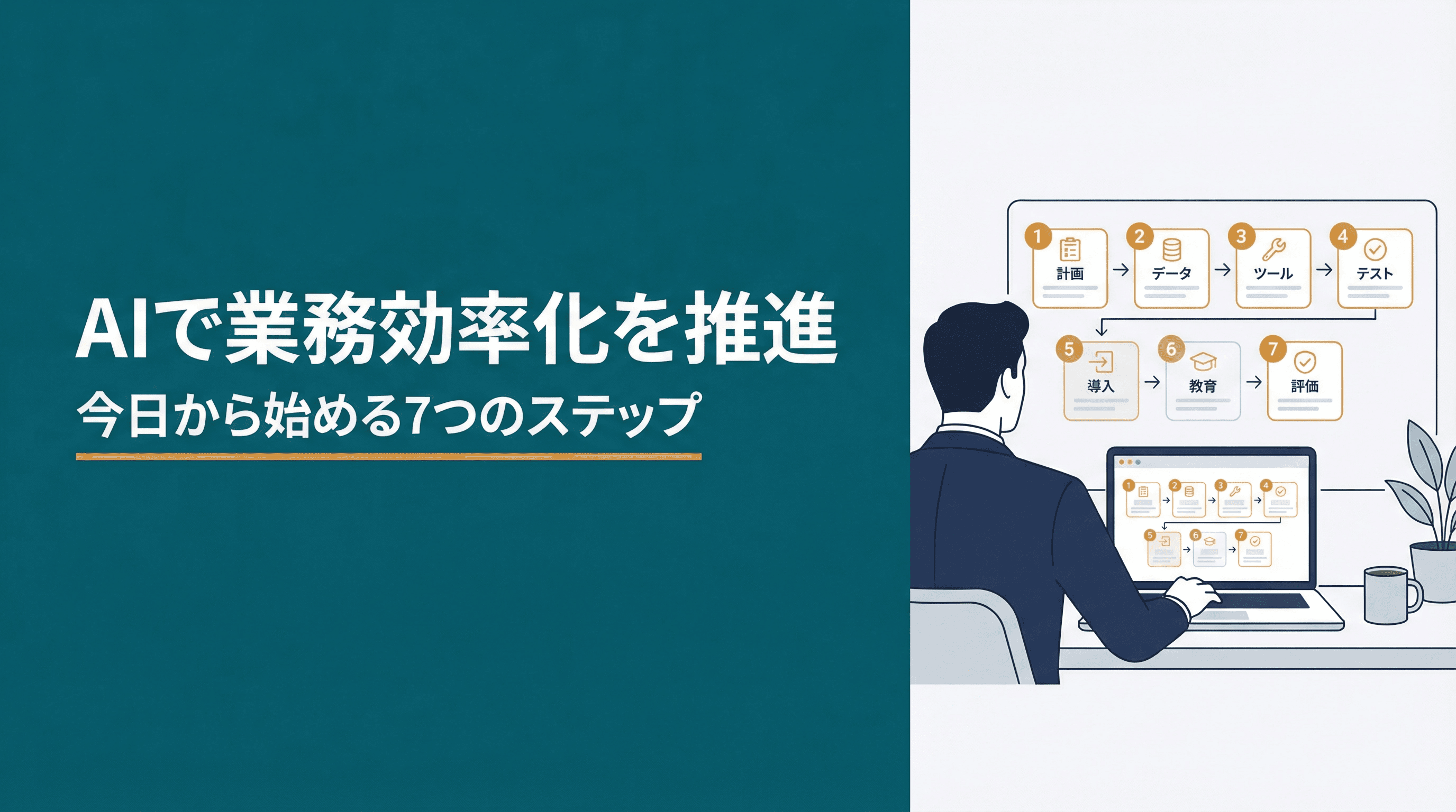 AIで業務効率化を推進。
今日から始める7つのステップ