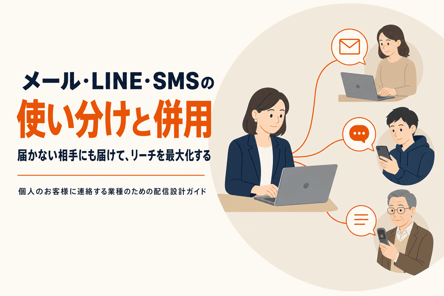 メール・LINE・SMSの使い分けと併用|届かない相手にも届けてリーチを最大化する方法