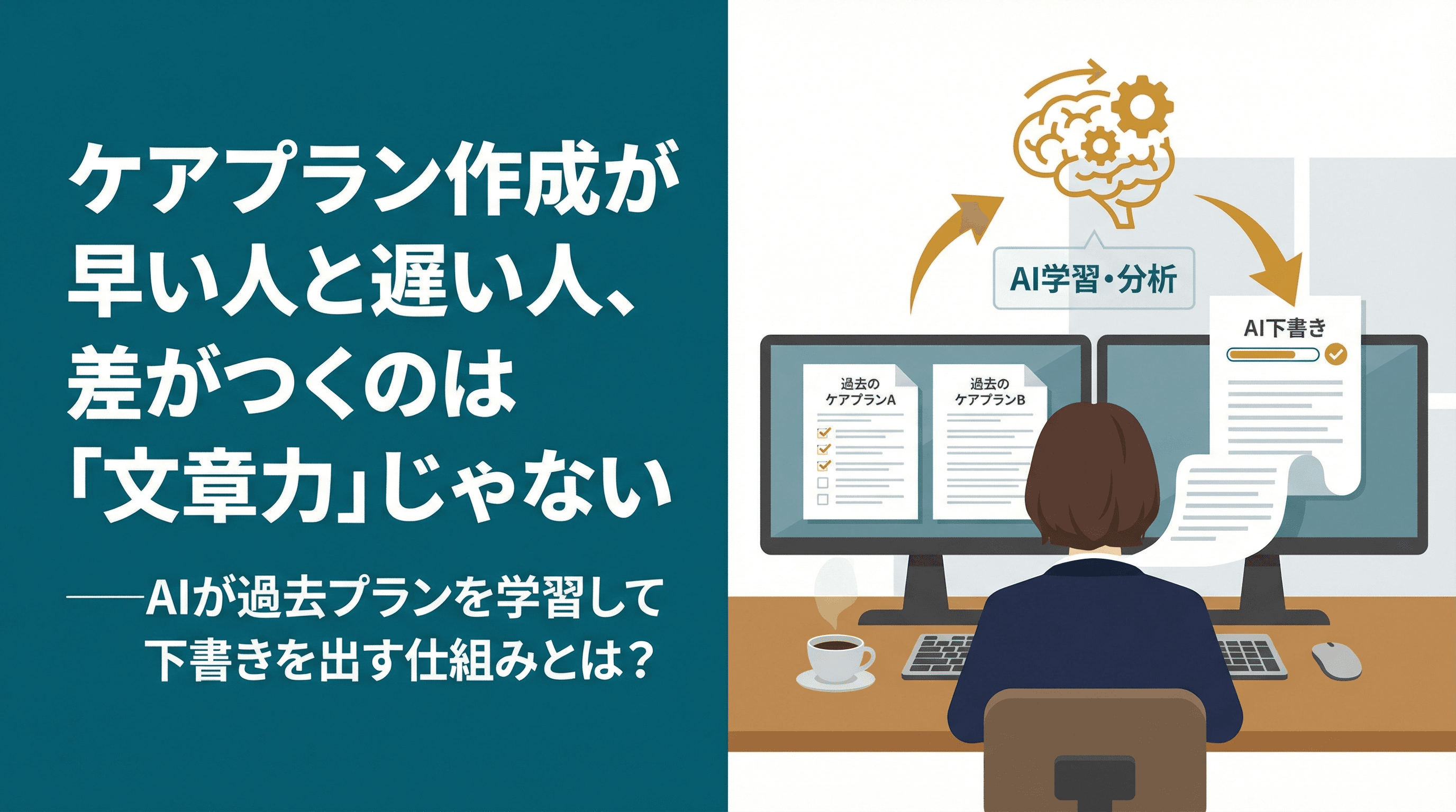 ケアプラン作成が早い人と遅い人、差がつくのは「文章力」じゃない──AIが過去プランを学習して下書きを出す仕組みとは?