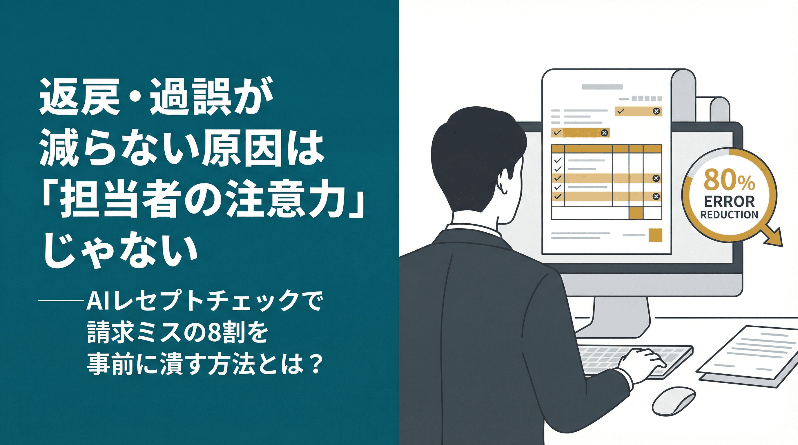 返戻・過誤が減らない原因は「担当者の注意力」じゃない──AIレセプトチェックで請求ミスの8割を事前に潰す方法とは?